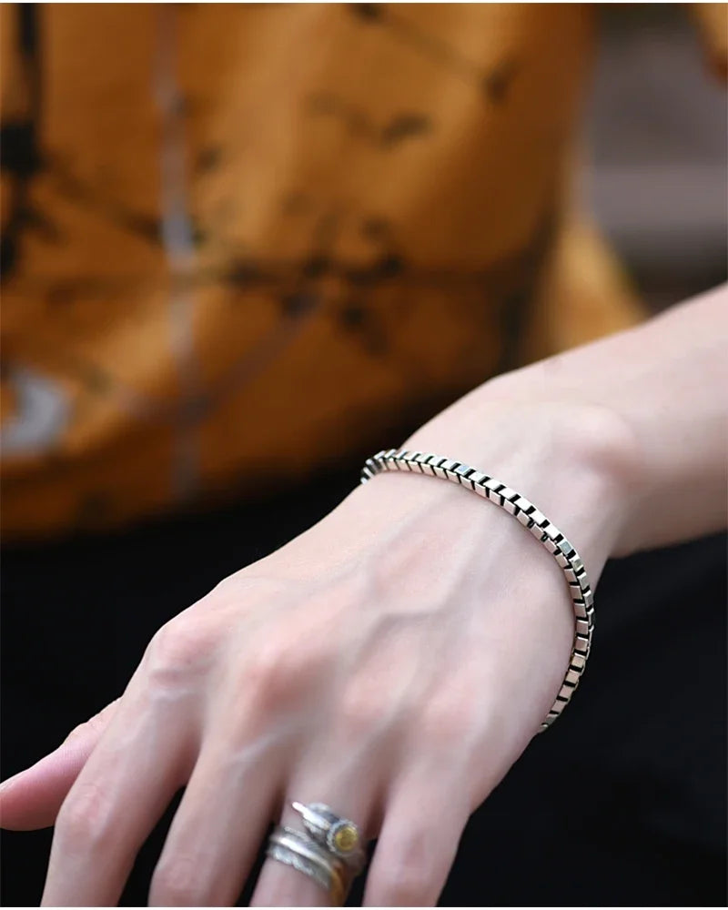 ZABRA S925 Silver Men's Bracelet Couple High-end Sense Girls Niche Hip-hop Trendy Jewelry Custom Lettering - MR SOUL