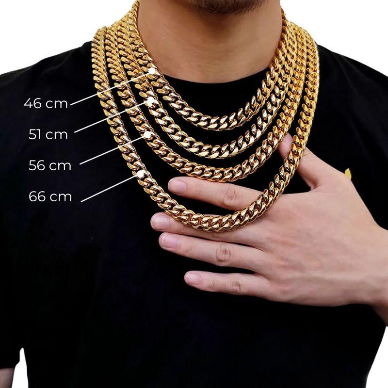 Corrente Ouro 18K Elo Cubano Fecho Cravejado 12 mm Miami MR 07 - MR SOUL
