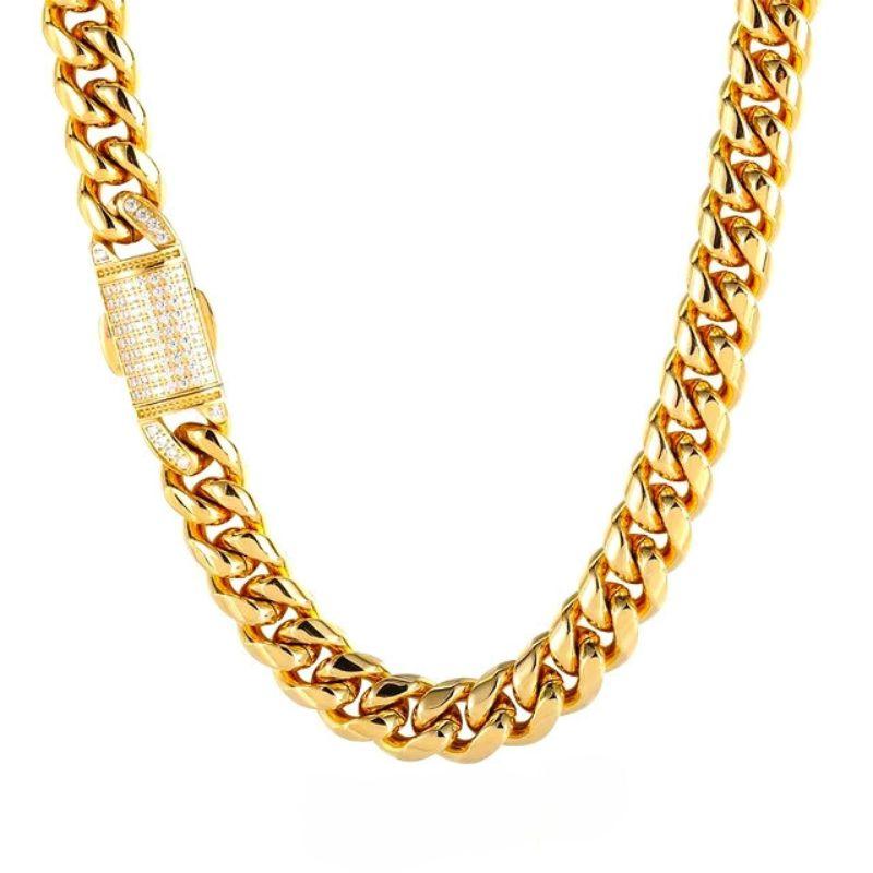 Corrente Ouro 18K Elo Cubano Fecho Cravejado 12 mm Miami MR 07 - MR SOUL