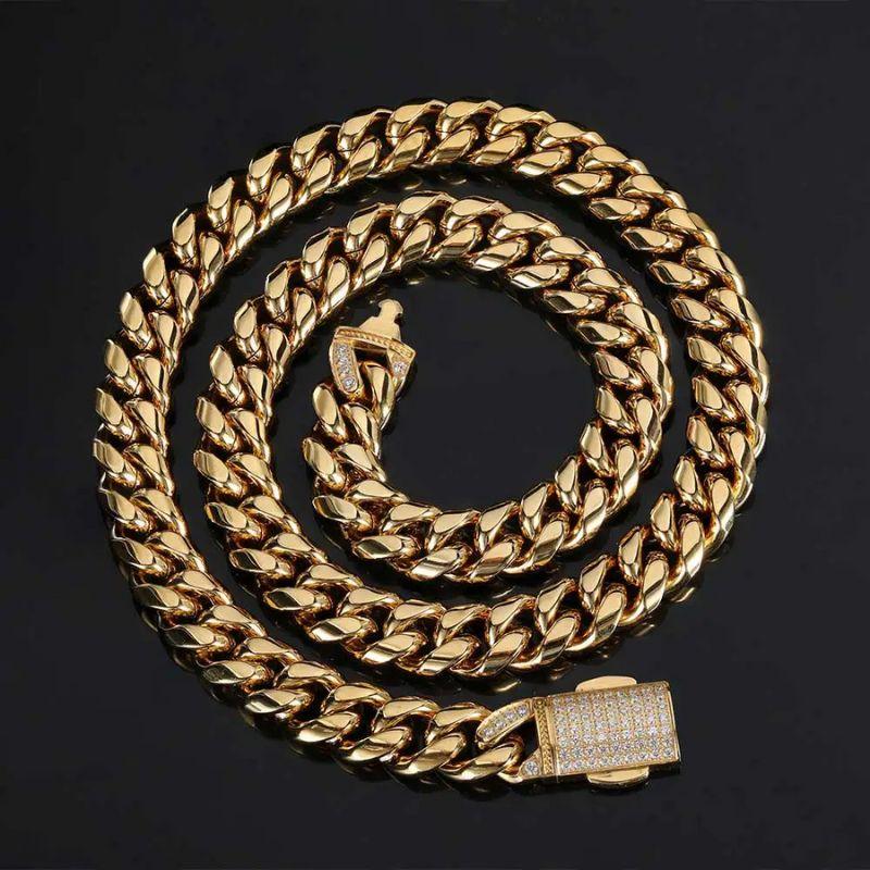Corrente Ouro 18K Elo Cubano Fecho Cravejado 12 mm Miami MR 07 - MR SOUL