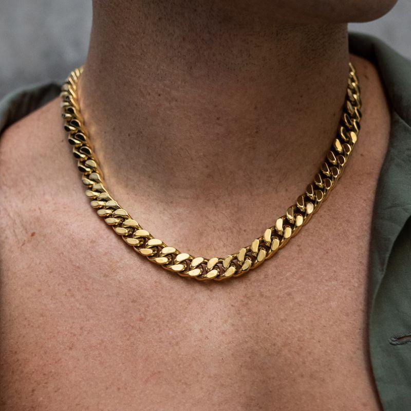 Corrente Ouro 18K Elo Cubano Fecho Cravejado 12 mm Miami MR 07 - MR SOUL