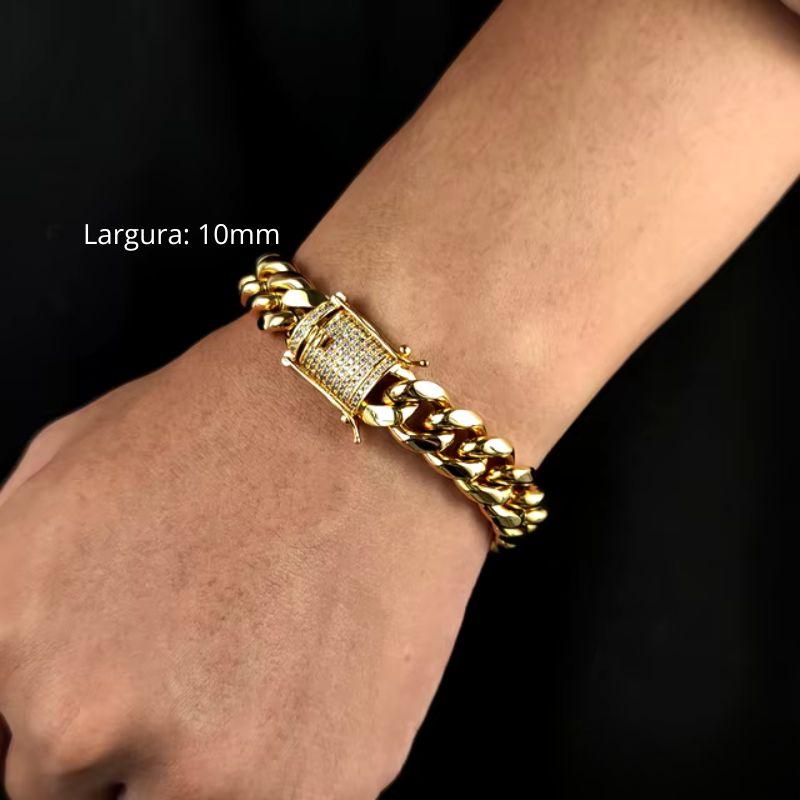 Pulseira Ouro 18K Fecho Cravejado Miami MR 88 - MR SOUL
