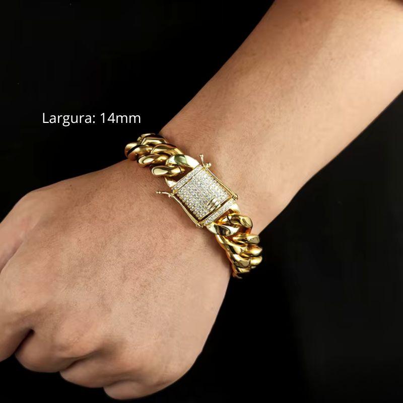 Pulseira Ouro 18K Fecho Cravejado Miami MR 88 - MR SOUL