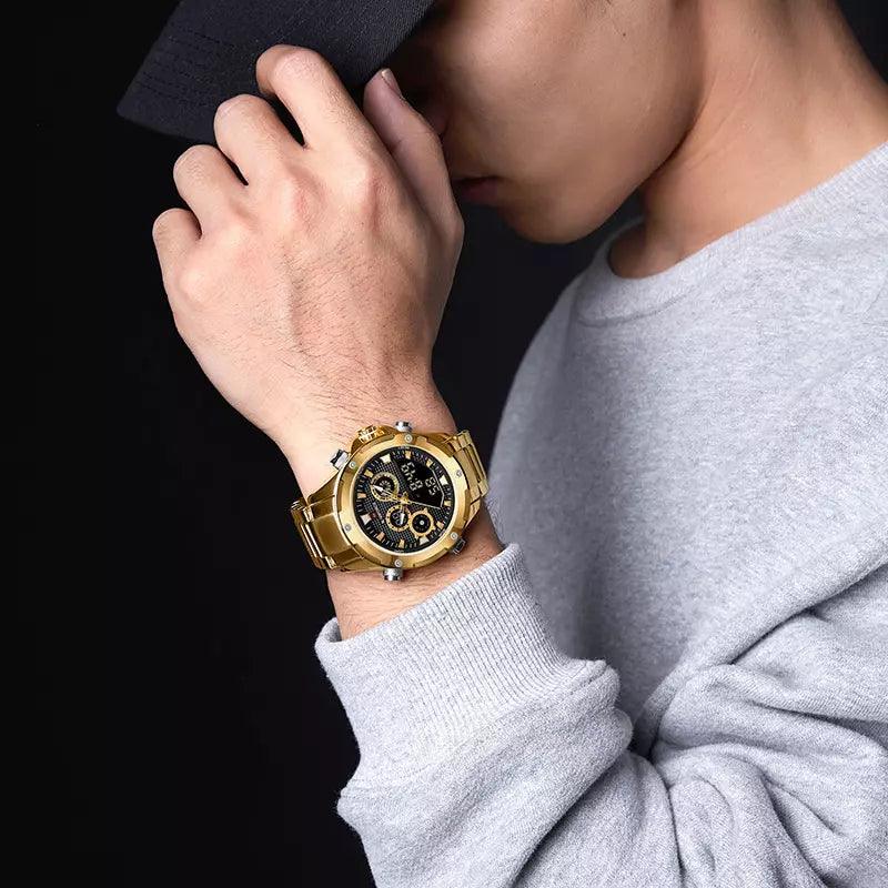Relogio Masculino Dourado Hibrido Commander MR 31 - MR SOUL